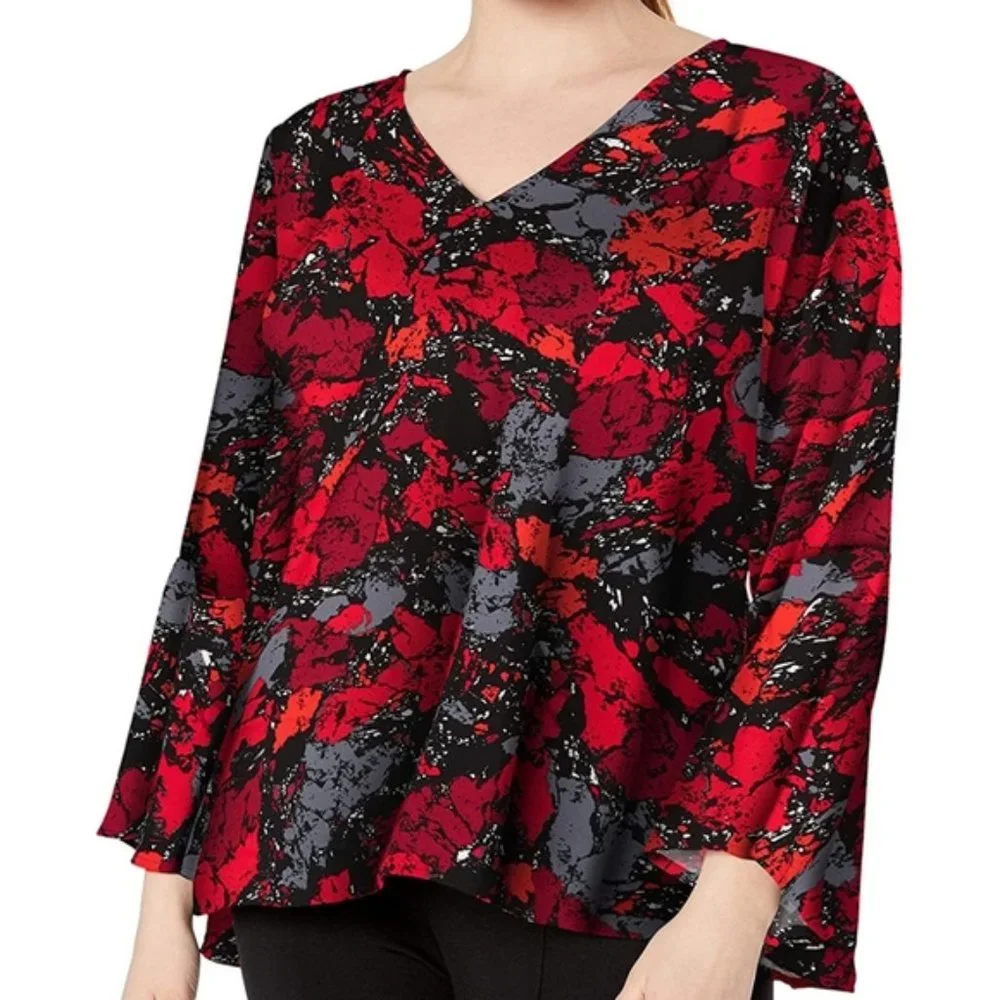 REBEL Wilson X Angels Bell Sleeve Top in Ruby Rock - Picture 1 of 12